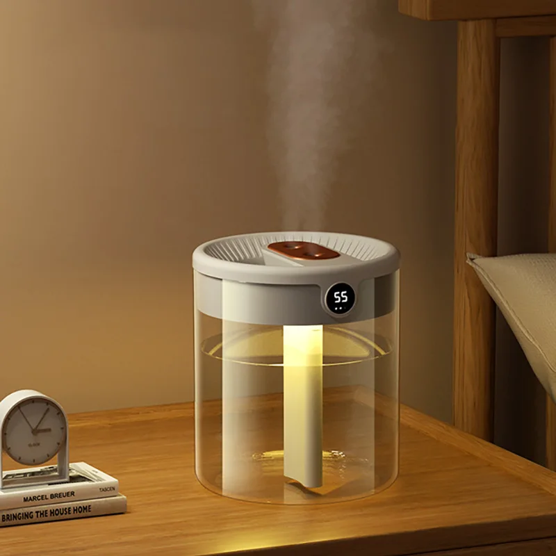 Humidificador de doble chorro, Humidificador usb de gran capacidad para el hogar, dormitorio, oficina, luz nocturna pequeña, pantalla digital, nuevo