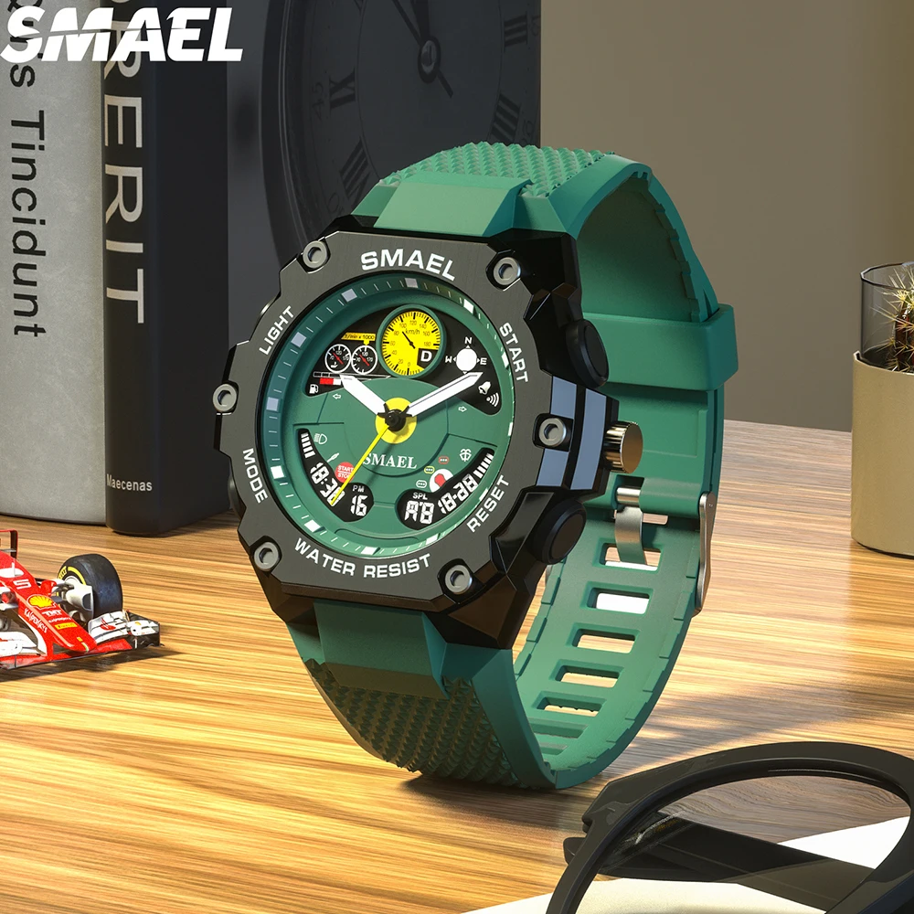 

New Sports Watches Dual Time Display Wristwatches Mens Backlight Alarm Stopwatch 8092 Military Watches Digital LED Mens Watches