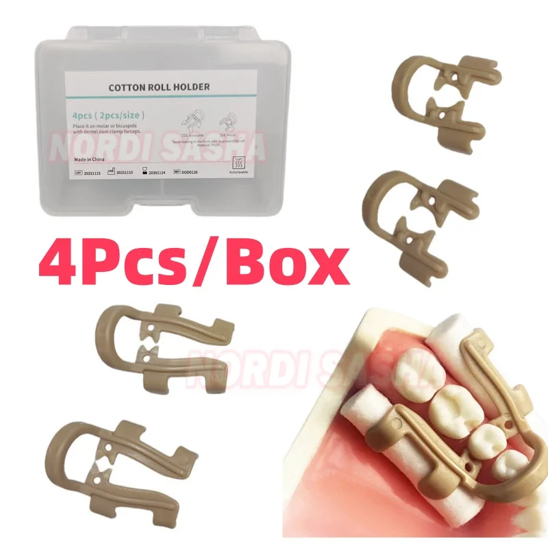 

Набор из 4 шт. (2 шт./размер) влагостойких фиксирующих зажимов для ватных тампонов (хлопковых рулонов) для премоляров и моляров, инструменты для ухода за полостью рта