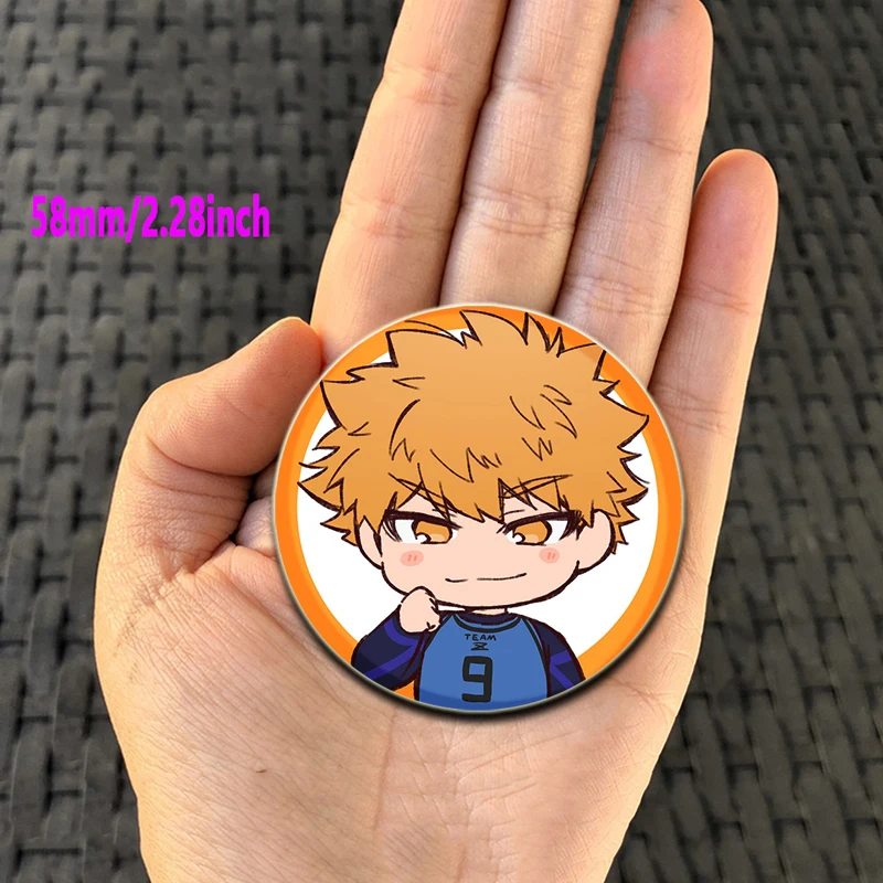 32/44/58mm Lapel bulat pin Anime biru kunci bros untuk ransel Bachira Hyouma lencana Cosplay aksesoris hadiah perhiasan