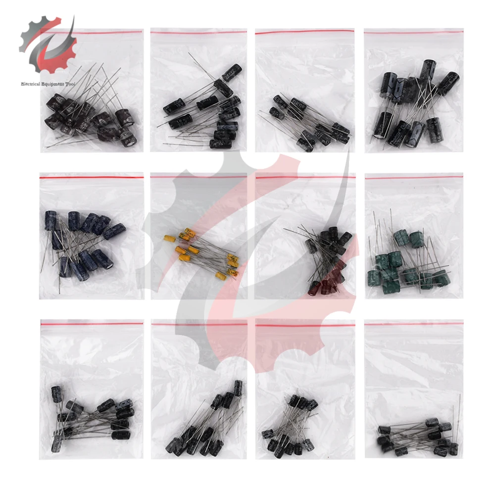 120PCS Aluminum Electrolytic Capacitor Assortment Kit Range 0.22UF~470UF Radial Electrolytic Capacitor 12 Specifications