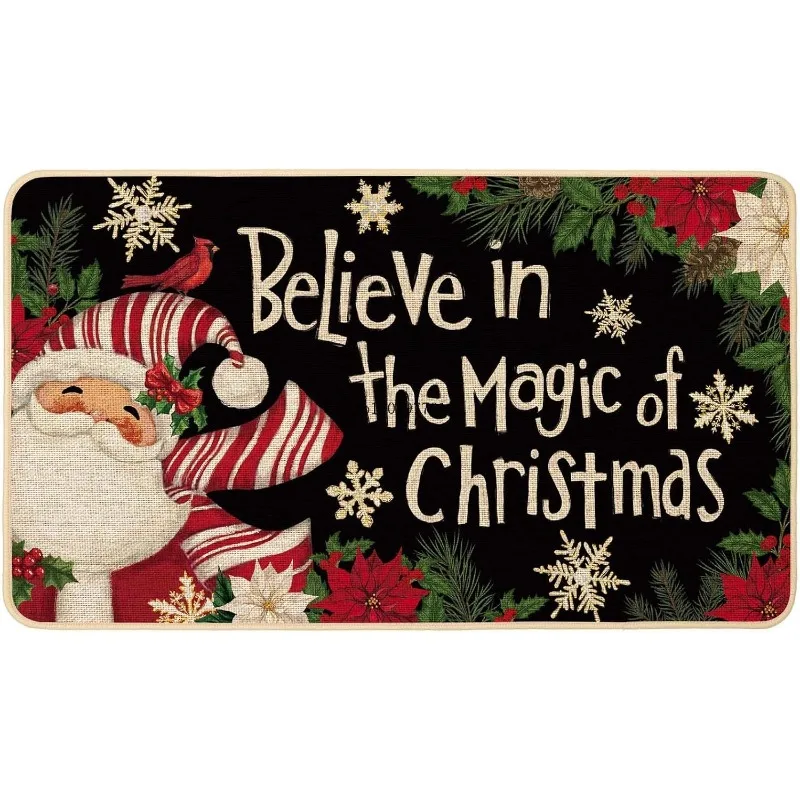 

Christmas Doormat Santa Snowflake Colorful Front Door Welcome Mat Indoor Outdoor Entrance Kitchen Floor Decoration