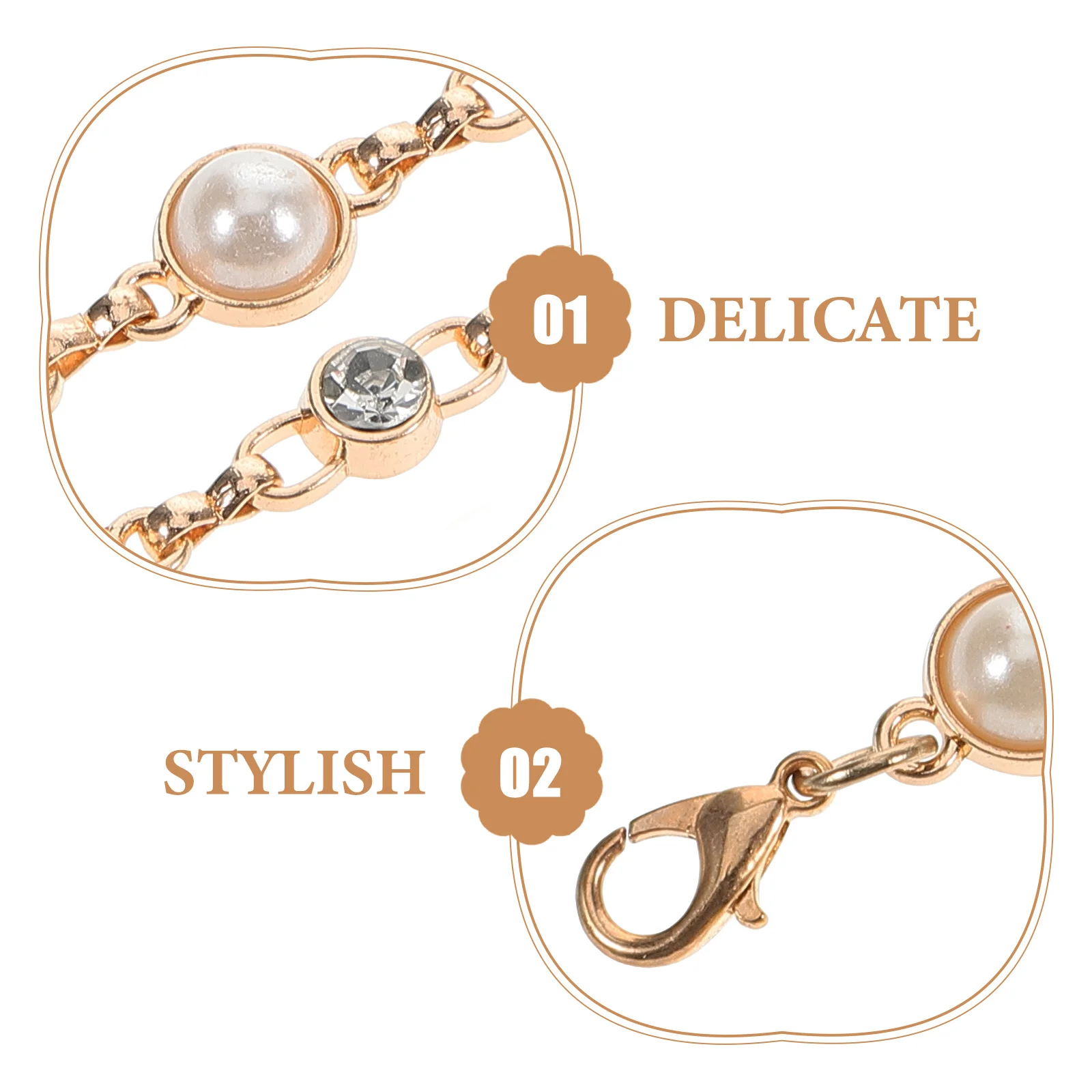 1 زوج انفصال اللؤلؤ سلاسل الأحذية حجر الراين عالية الكعب المضادة للانزلاق الأشرطة مريحة تخفيف الضغط سهلة التركيب العصرية