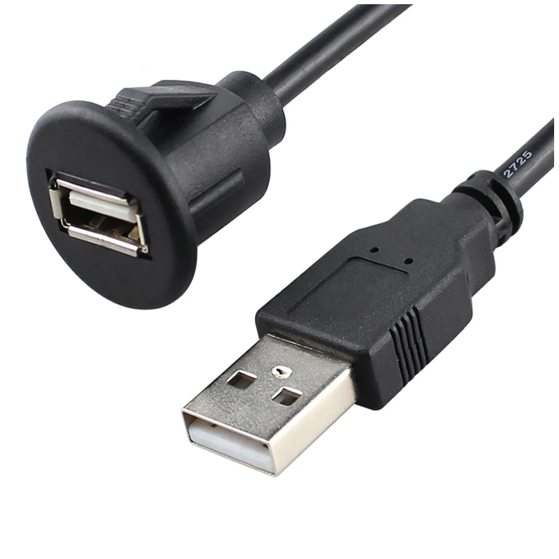 

USB2.0 Panel Waterproof Cable Usb Car Dashboard Male to Female Extension Cable USB small round head plunge mount 1M