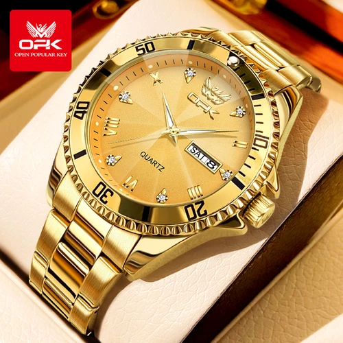 Relojes de marca OPK para hombre, reloj de pulsera dorado de lujo para hombre, reloj Original resistente al agua de alta gama 8171