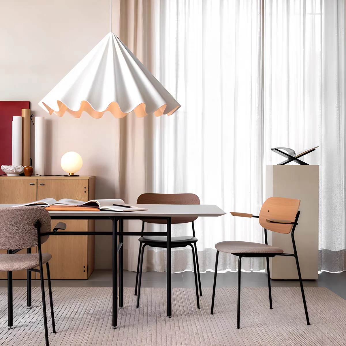 

Japanese Style Minimalist And Luxurious Resin Pleated Umbrella Chandeliers,dining Room Bedroom Led Lighting Fixtures, Home Decor