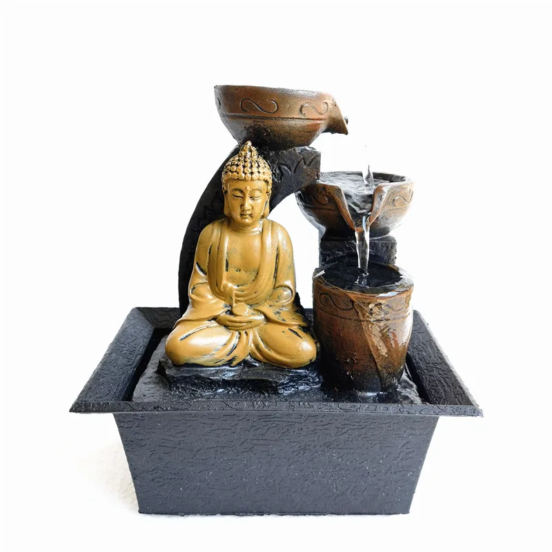 Fontana a cascata da tavolo Buddha Meditazione Fengshui Kit di decorazione per interni rilassante Flusso d'acqua per l'arredamento dell'home office