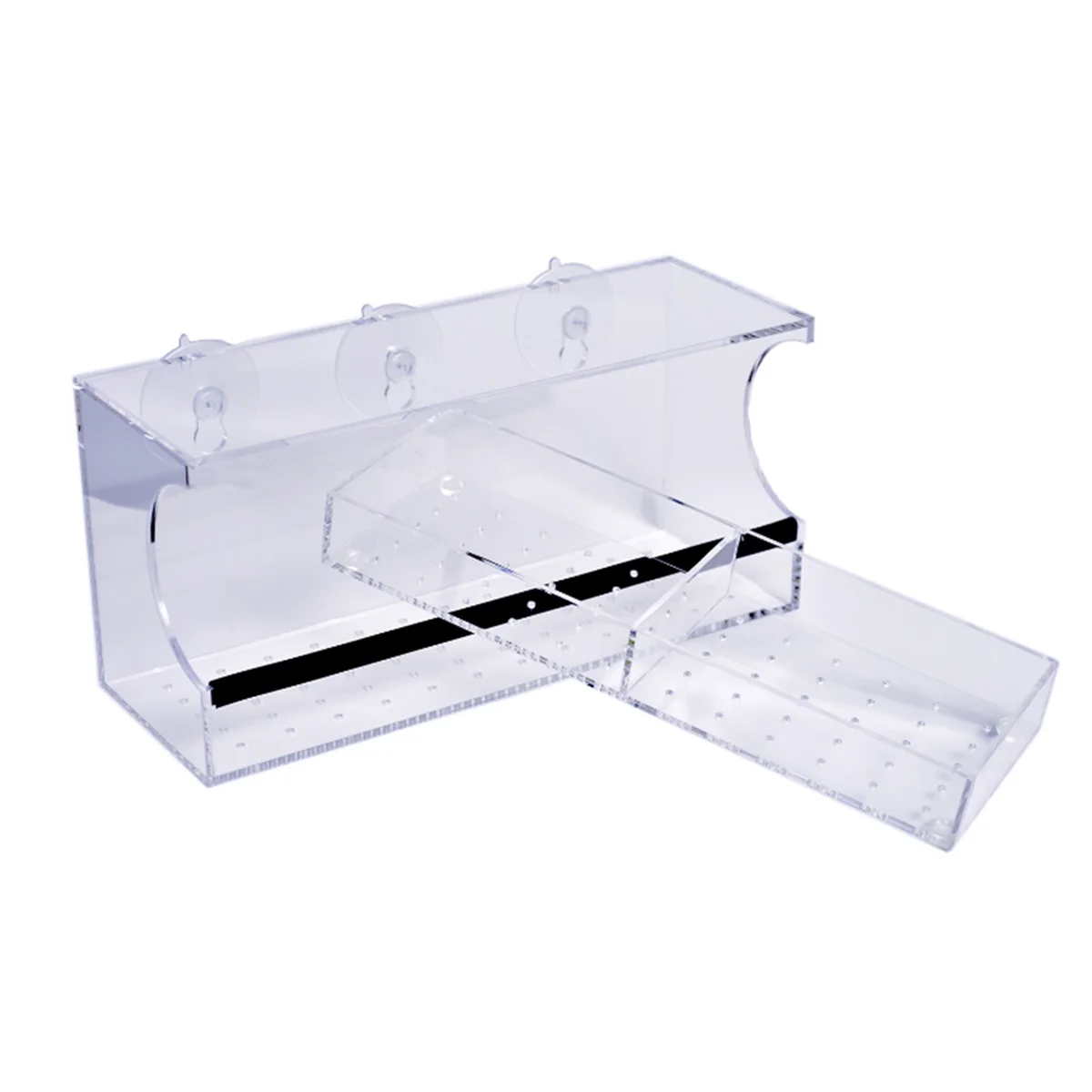 

Large Capacity Clear Window Bird Feeder Extra Thick Acrylic Suction Mounted Wild Bird Feeding Station With Drain Holes