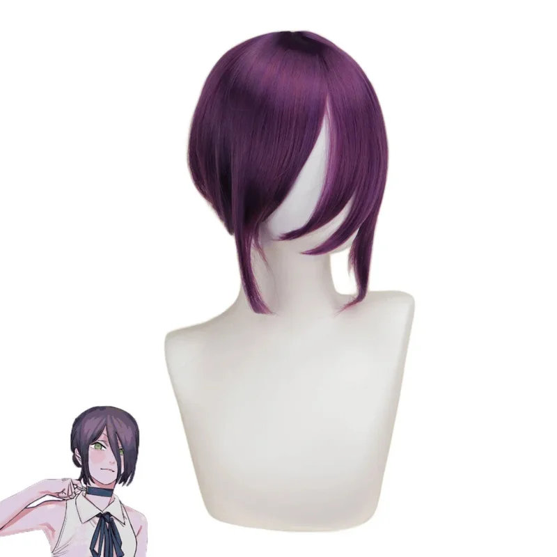 Reze Cosplay Purple Wig Anime Chainsaw Man Ponytail Human Hair Wigs Fiber Wig Cap Carnival Party Costume Accessories