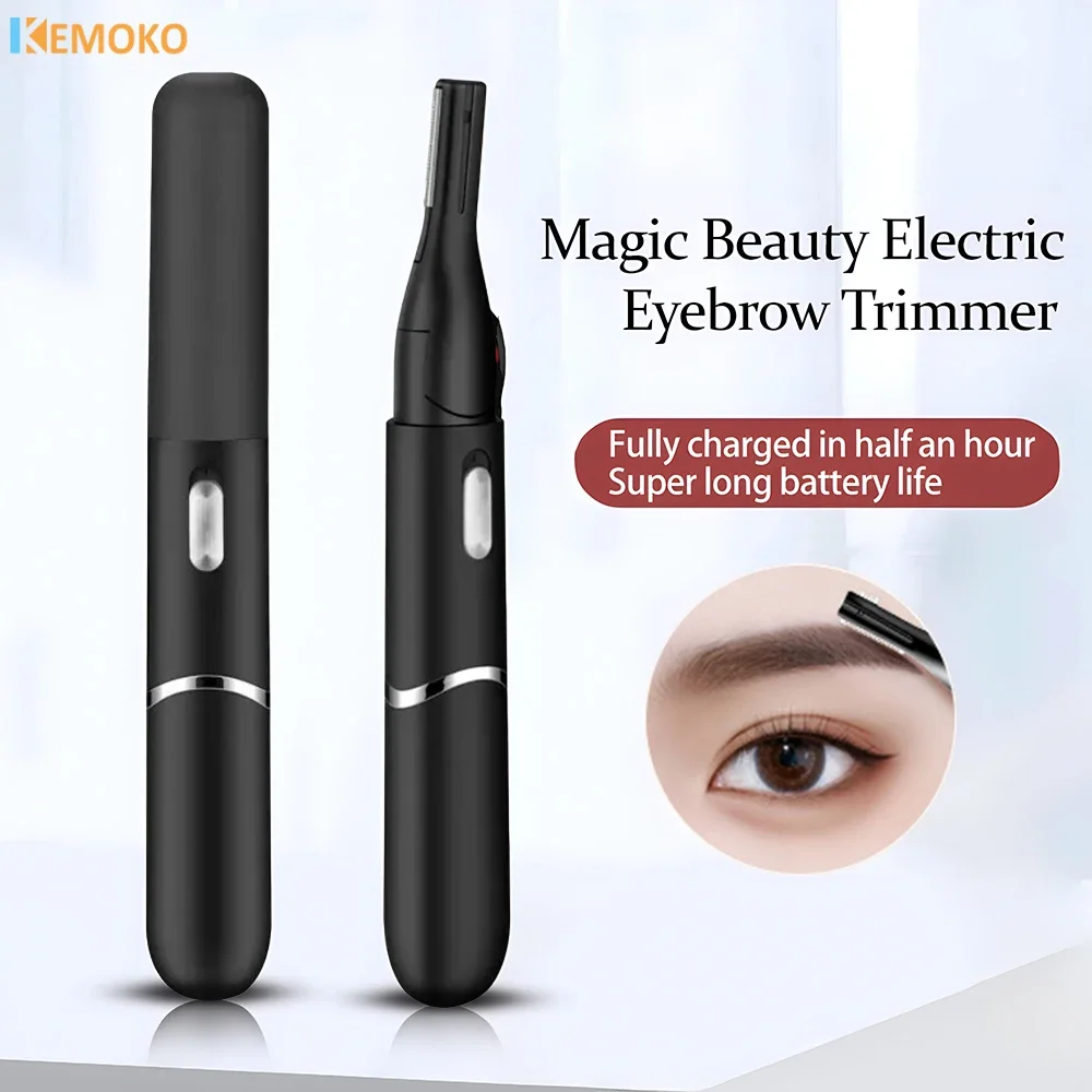 Electric Eyebrow Trimmer Razor Brow Shaping Portable Shaving with Washable Hair Trimmer Razor Duals Cutter Head Design Tools