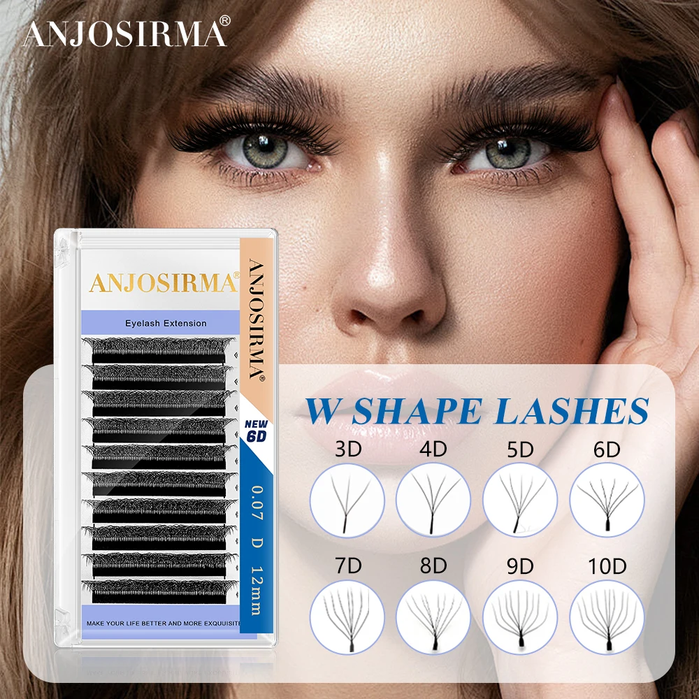 【Hot Eyelash Collection】ANJOSIRMA 3D 4D 5D 6D 7D W shaped Eyelash Extension Natural Soft False Eyelashes Individual Mink Lashes