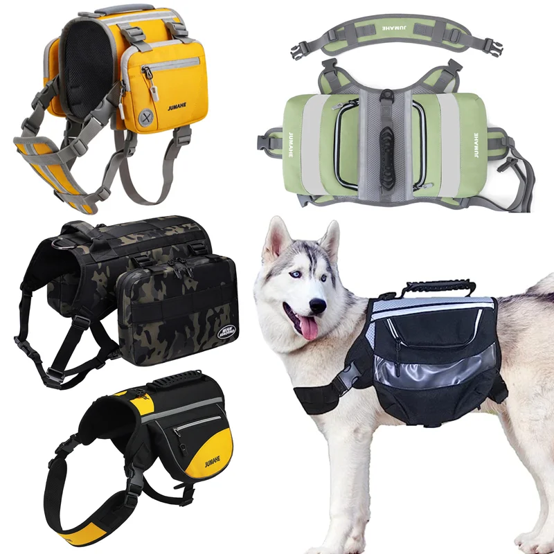 

Pet Supplies Outdoor Dog Backpack Oxford Fabric Double Snack Bag Medium Large Dog Tactical Bag Waterproof Reflective Saddle Bag