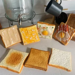 Breakfast French Toast Square 3D Food Model Sliced Bread Egg Peanut Butter 4.3inch Plastic Jam Bacon Nutrition Bakery Props Gift