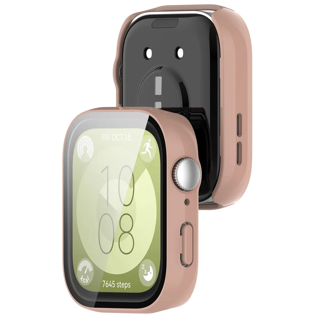 Gehard glas + hoesje voor Huawei Watch Fit3 rondom schermbeschermer Harde pc-bumper SmartWatch-hoes Antikras