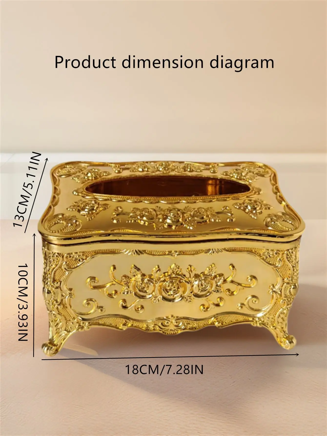 قطعة واحدة من صندوق الأنسجة الرائع على الطراز الأوروبي المزين بالزهور الذهبية، يستخدم لتخزين صندوق الورق الورقي البسيط والفاخر في ديكور المنزل
