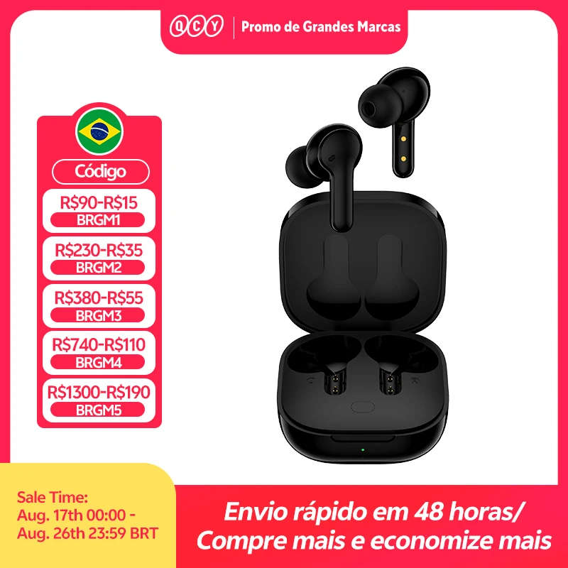 QCY T13 Fone de ouvido inteligente sem fio BT5.1 TWS Fone de ouvido 4 Mic ENC HD Call Fone de ouvido Touch Control Fones de ouvido Long Standby 40H