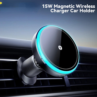 Essager Magnetic Car Phone Holder 15W Wireless Charger for iPhone 15 14 13 Pro Max Magsafe LED Stand Protector cargador iphone S