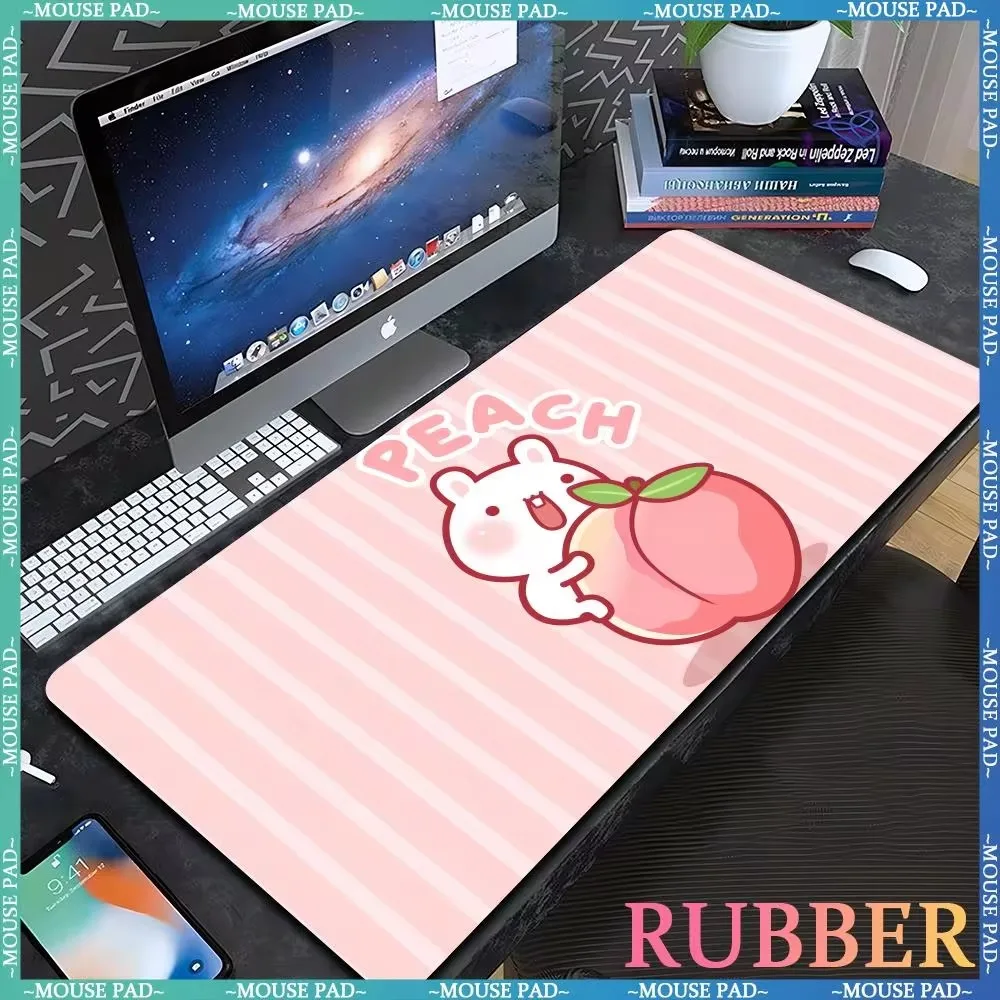 Game accessories XXL mouse pad cute peach pink mouse pads anime cartoon big mouse mat computer pad keyboard game player desk mat