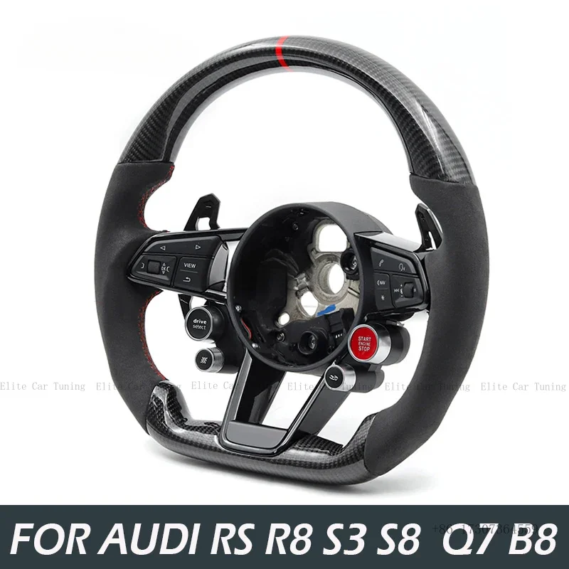

Car Carbon Fiber Sport Steering Wheel with Start Knob for Audi A3 A4 A5 A6 A7 Q2 Q7 B8 R8 RS3 RS6 RS7 S3 S5 S8 Car Accessories