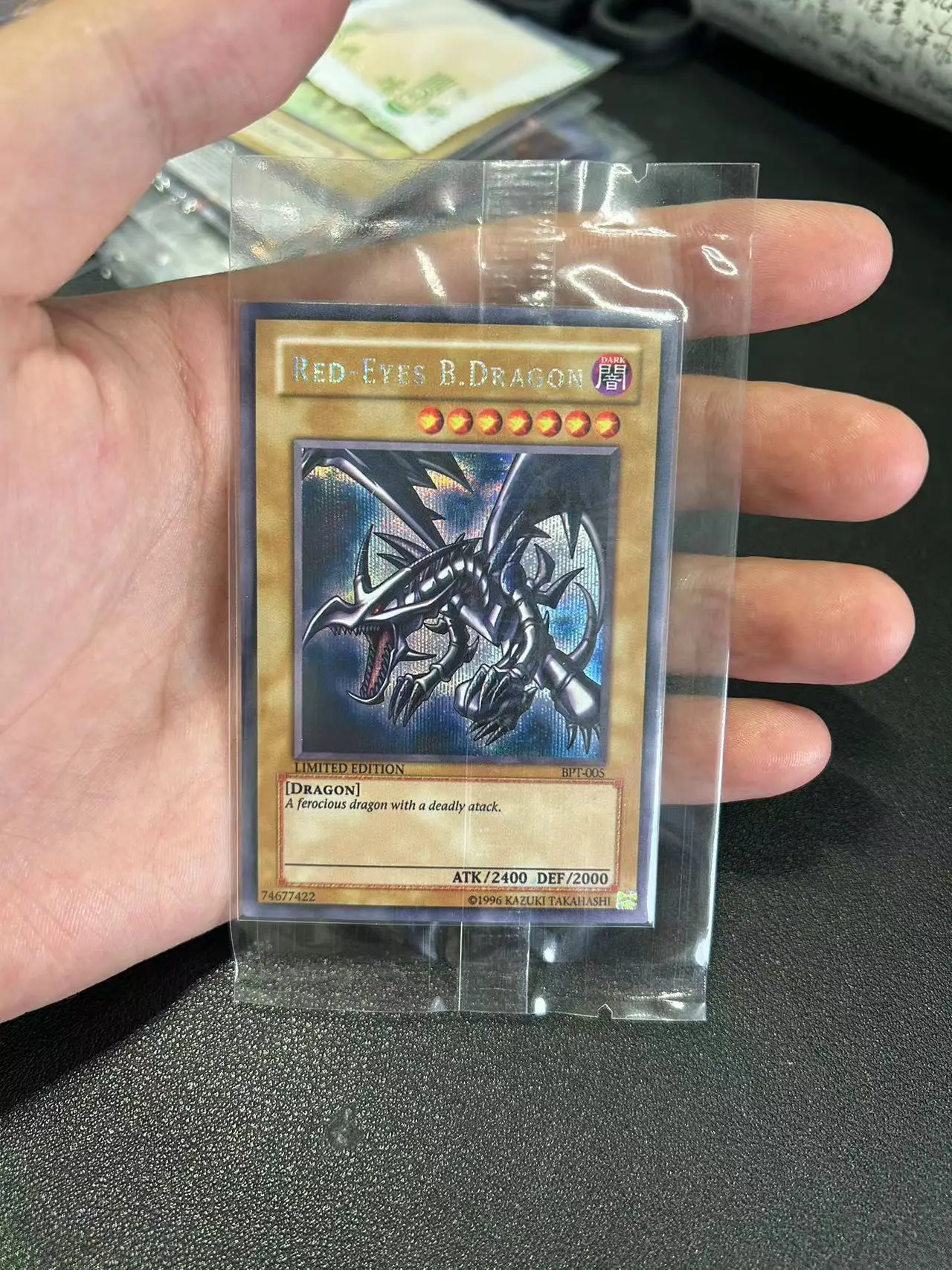 Yu Gi Oh Secret Rare/SER TCG Red-Eyes Black Metal Dragon(BPT-005) Board Game English Collection customize Card (Not Original)