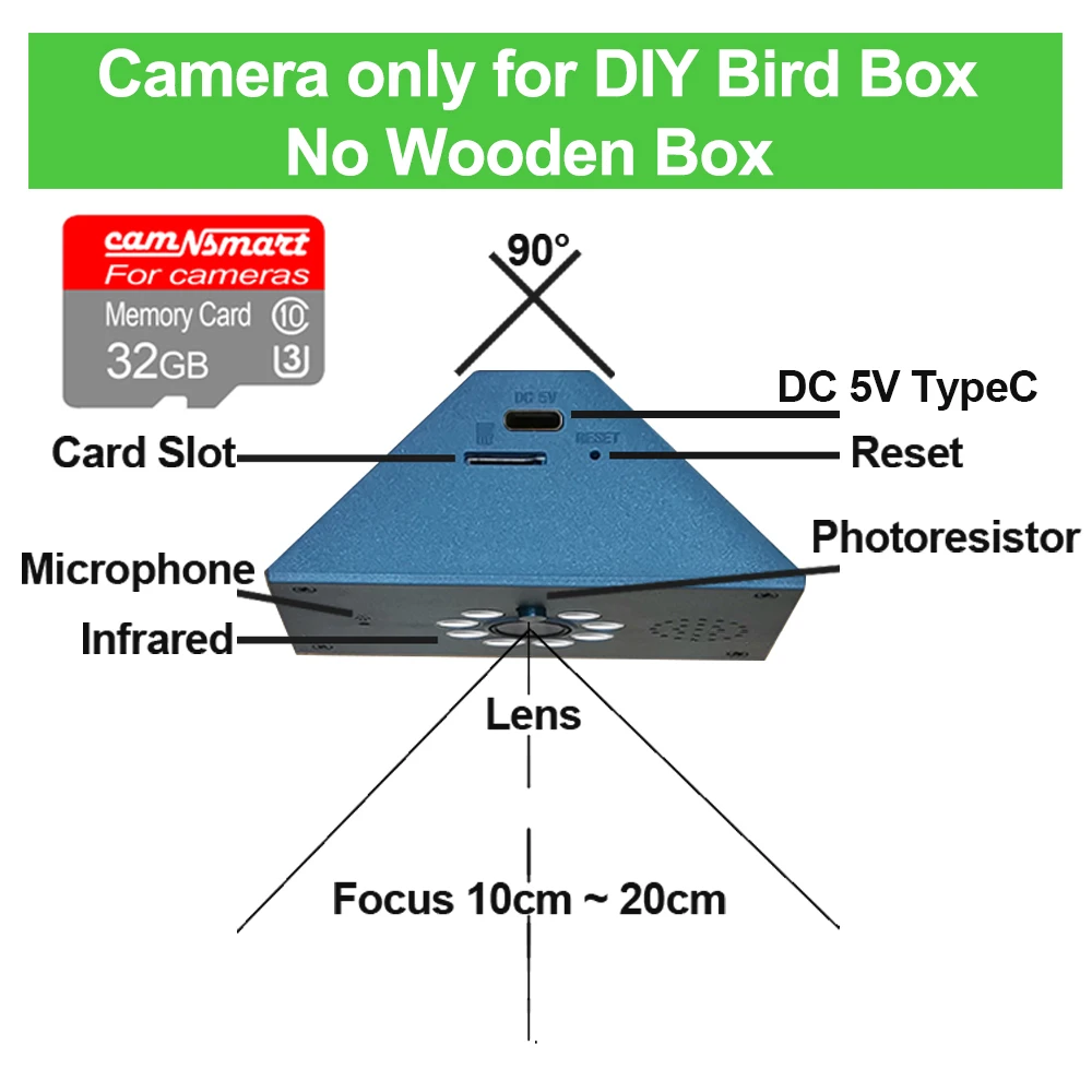 Tuya Smart Life WiFi HD Camera voor Vogelhuis, Draadloze APP Afstandsbediening, Live View, Nachtzicht, Plug-in Voeding, Eenvoudige Installatie, DIY Cadeau