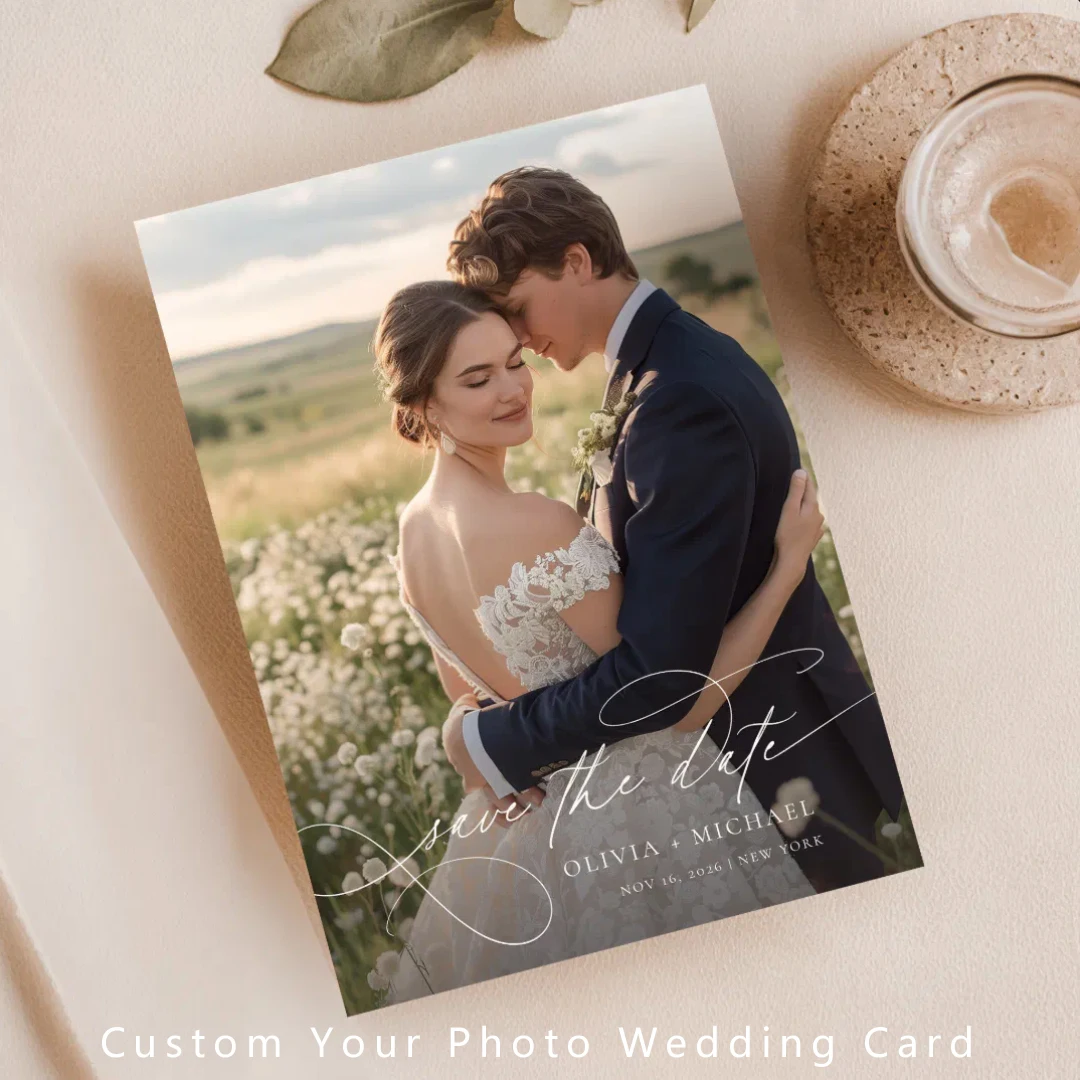 

Custom Photo Wedding Invitation Save The Date Announcement Personalized Name Text Print Engagement Bridal Shower Card Greeting