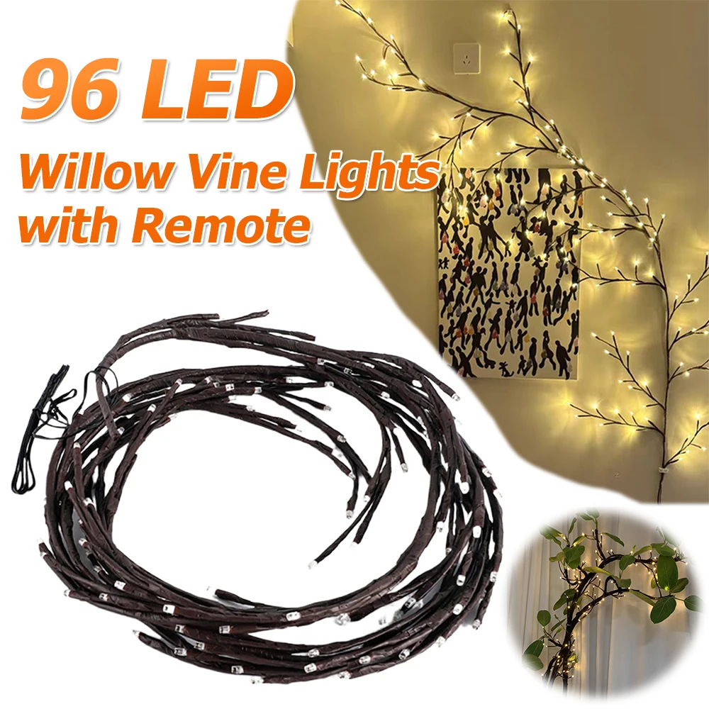 96 LED Willow Vine Lights Willow Vine Tree Branch Lights Enchanted Wall Decoration Vine Lights for Wall Christmas Home Decor