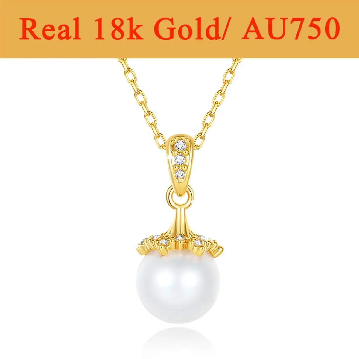 

Certified 18k Gold Natural Pearl Pendant Necklace for Women AU750 Trend Freshwater Gem Beads Chain Wedding Jewelry Gift Bijoux
