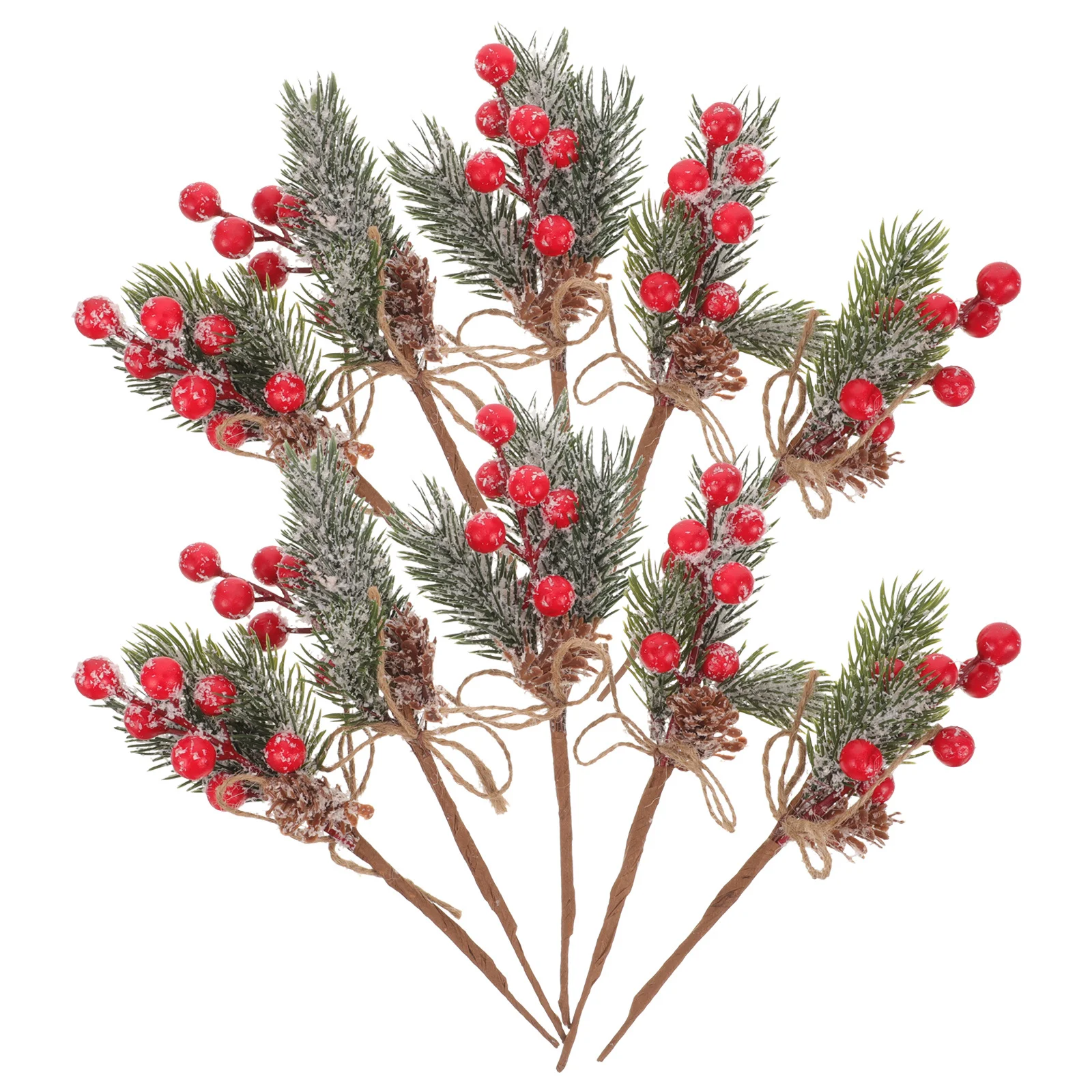 

10pcs Simulation Berry Branch Artificial Plant Decor For Christmas Tree Pine Cone Picks Festive Holiday Decorations Desktop