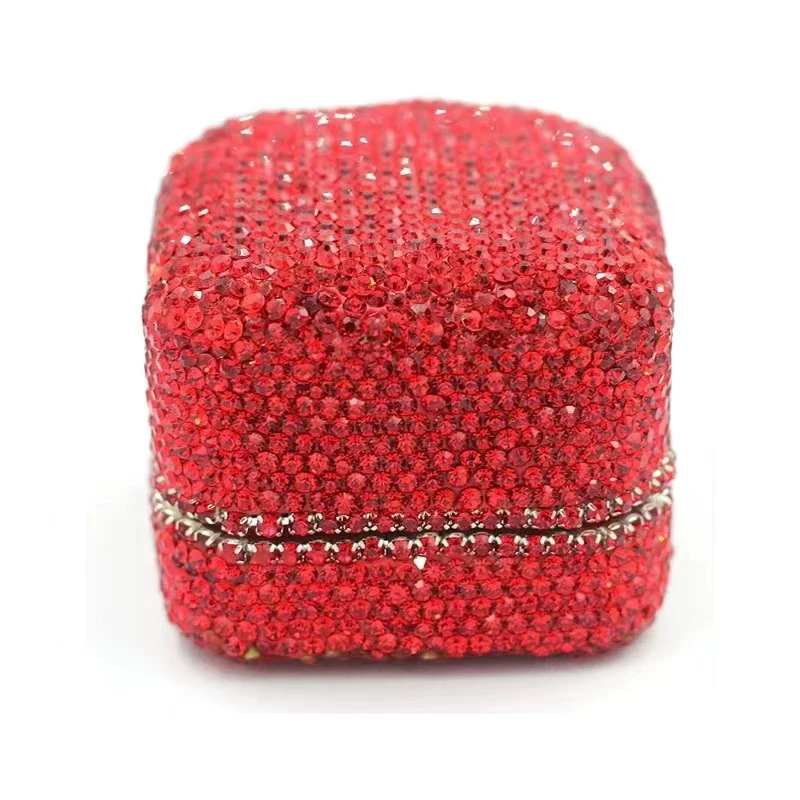 Luxury Crystal-encrusted Jewelry Box Engagment Ring Gift Storage Box Hand-applied Sparkling Glass Rhinestone Wedding Items
