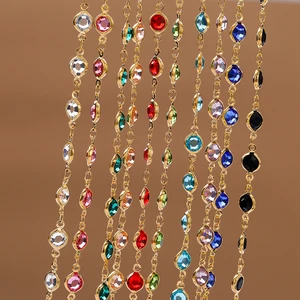 Colorful crystal accounts to make jewelry, glass beads, kc gold necklace chain, DIY craft accessories, 1 meter per roll, 6mm 8 Main Sales Stones and Crystals - №8