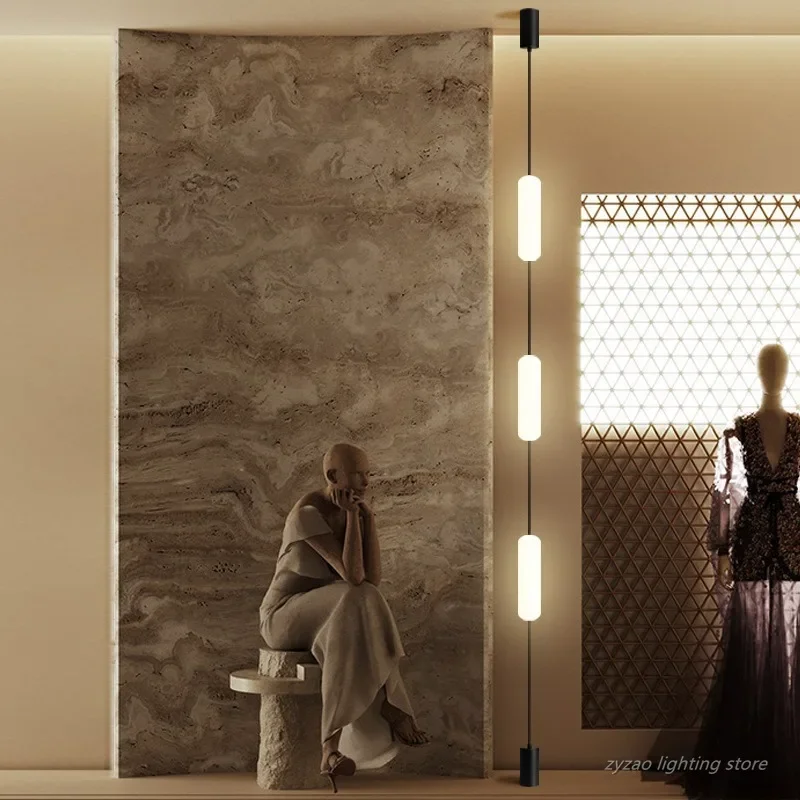 

2026 Italy Design Bedroom Bedside Lamp LED Floor Lamps Acrylic Long Line Light Modern Black Hotel Living Room Decor LED Floor Li