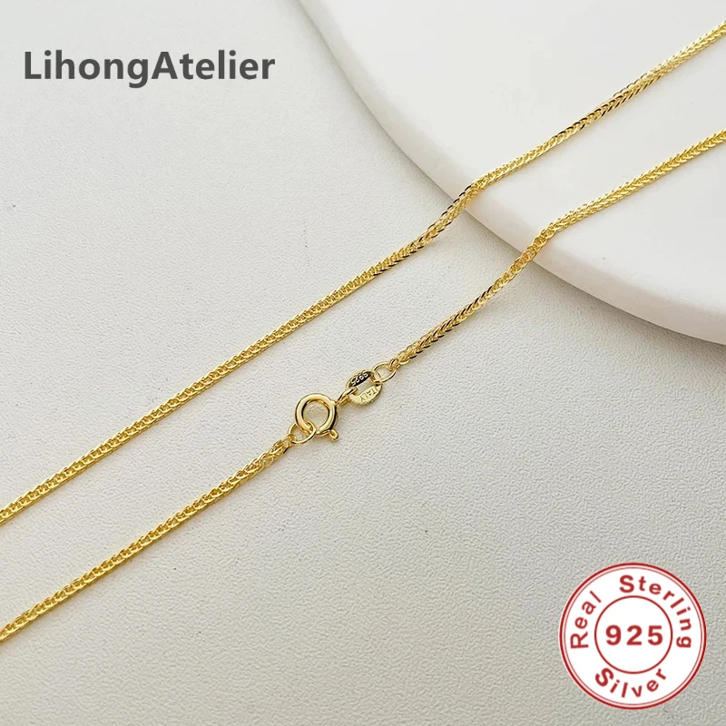45-60cm 3mm 925 Sterling Silver Gold Chain Necklace Women's Italian Jewelry