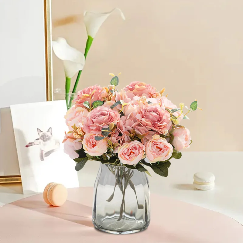 1/3pcs Artificial Flowers Silk Rose Peony Christmas Home garden Arch wall Wedding bridal bouquet Diy gift Decorations Hot sales image 5