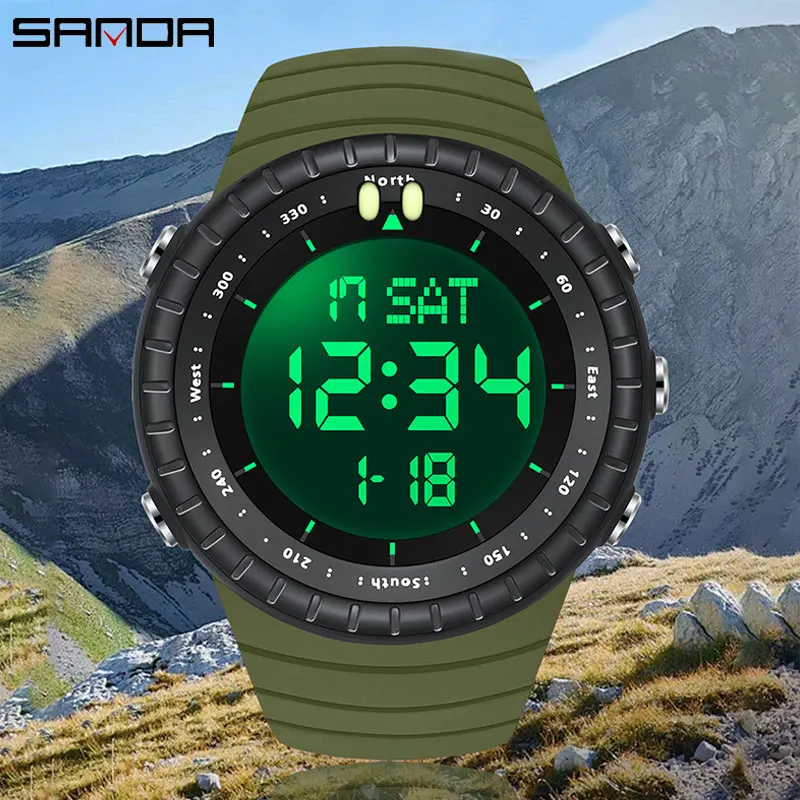 Sanda Top Marke G-Stil Militärs port Outdoor-Uhren Männer führte digitale wasserdichte Elektronen armbanduhr Männer Stoppuhr Wecker