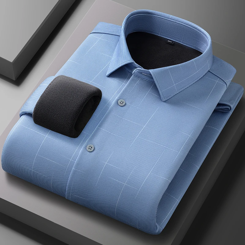 New in shirt hight quality winter warm ModaL long sleeve shirts for men slim fit casual shirt anti-wrinkle Thickened clothes