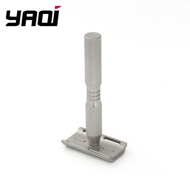 YAQI Ghost Cross Grain Pattern Safety Razor - about 57g Titanium Matte Finish Ultra-Light Hypoallergenic Men's Shaving tool