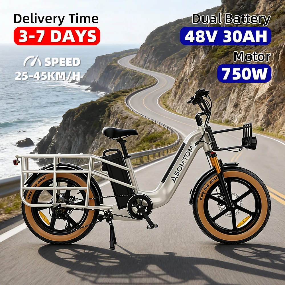 

One piece dropshipping 20 inch electric bicycle 750W48V30AH dual battery heavy-duty king electric snow bike from the United Stat