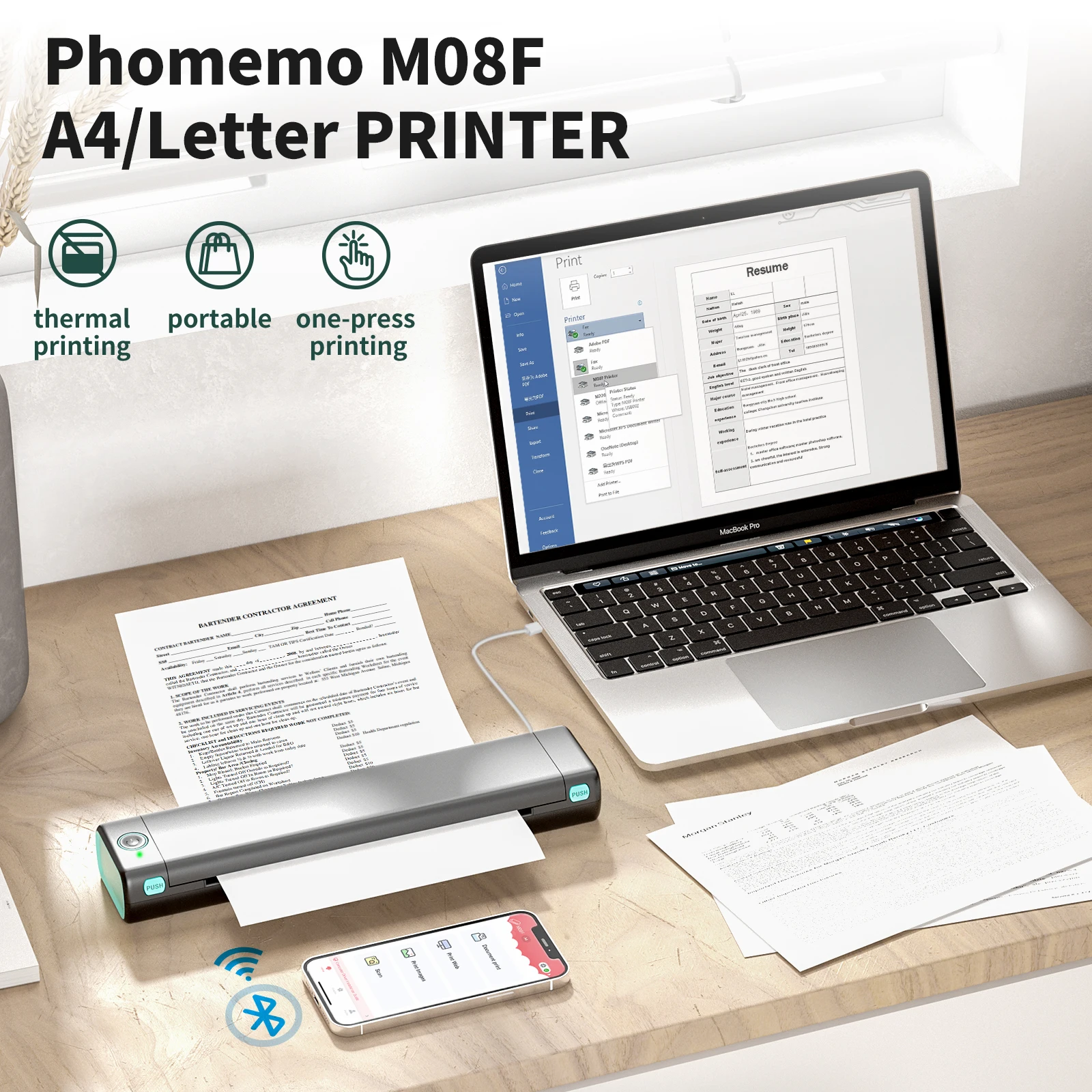 Phomemo M08F A4 Thermal Tattoo Stencil Printer, Portable Wireless Transfer Machine For Tattoo Artists & Office Use