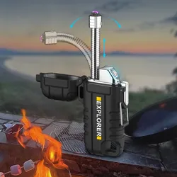 Camping Waterproof Retractable Electric Double Arc Type-C Rechargeable USB Lighter Outdoor Windproof Plasma Flameless Lighter