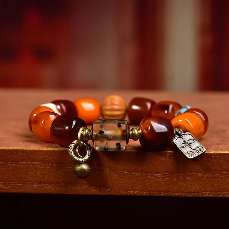 Gold-plated bucket beads, mountain bracelet, Tibetan Buddhist material, dice, Nepalese copper bead accessories, brac