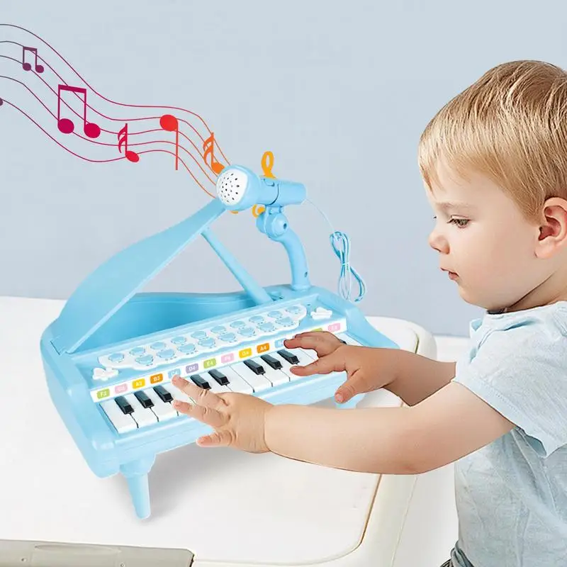 Piano Music Toy 24 Keys Music Toy With Microphone Music Instruments Early Development Toys For Beginners Boys Girl Ages 3-6