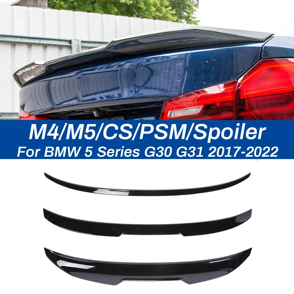 

M4 M5 CS PSM Style Carbon Fiber Rear Bumper Lip Trunk Roof Wing Spoiler For BMW 5 Series G30 G31 G38 2017-2022 Gloss Black
