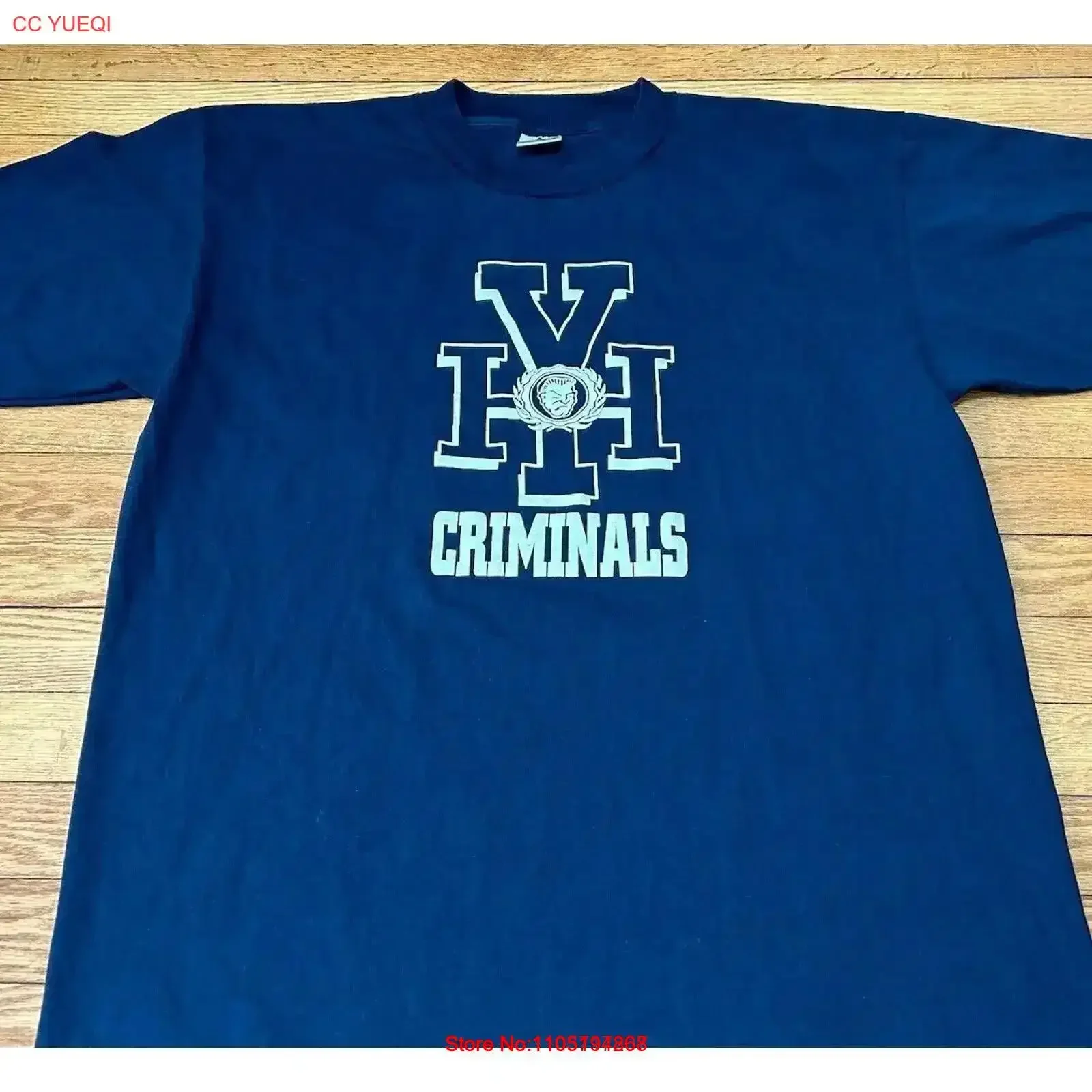 تي شيرت Vtg 90s Yuma High School Criminals Arizona Crimwear مقاس XL عتيق مغسول موضة غير رسمية قابلة للتنفس جرافيك عتيق