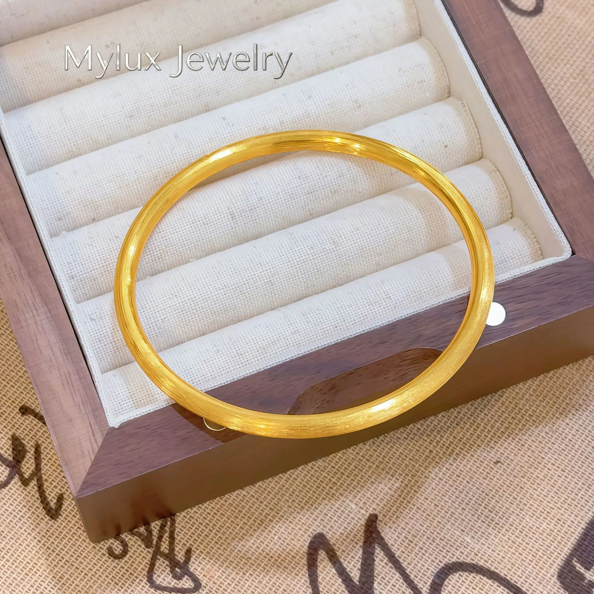 Mylux Jewelry Luxury 24K 9999 Pure Gold real gold Brushed Ancient Bracelet