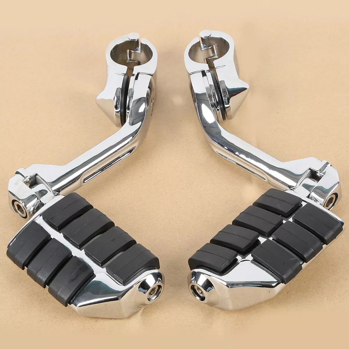 

Motorcycle Long Angled Highway Foot Pegs Rest Fit For Harley Touring 1 1/4" 1.25" Engine Guard Bar