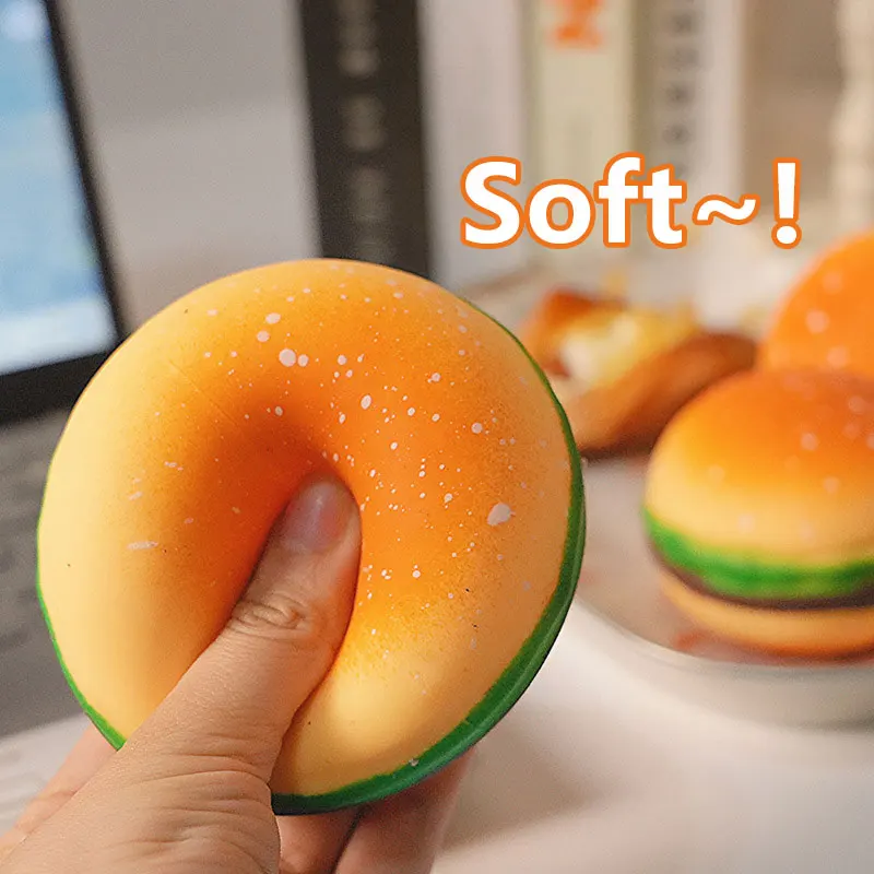 Squishy Hamburger Stress Ball Stress & Anxiety Relief Fidget Toys Pinch Decompression Toy Autism Sensory Toy For Kids Gift New