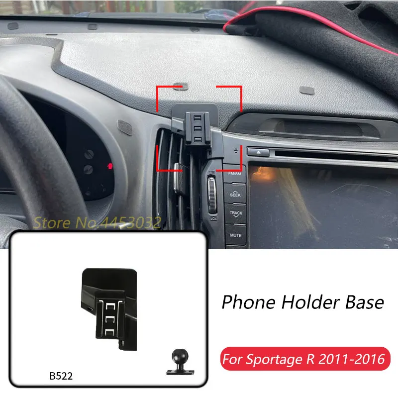 Car Phone Holder Base Special Mounts For Kia Sportage R 2011-2016 Fixed Air Outlet Bracket Base Accessories With Ball Head 17mm