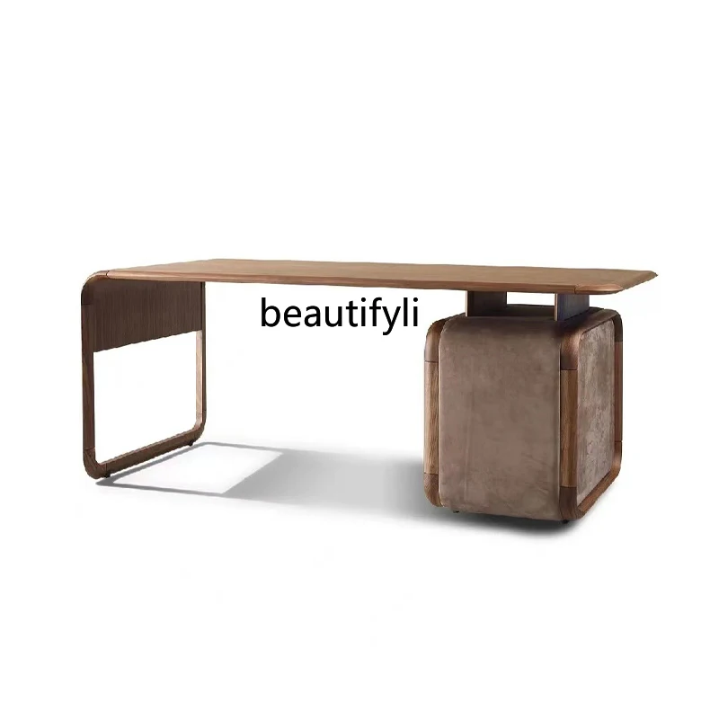 

Italian Light Luxury Desk Home Computer Desk North America Black Walnut Office Boss Desk Nordic