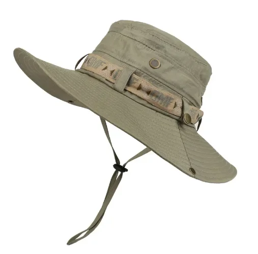 Summer Men Bucket Hat Outdoor UV Protection Wide Brim Panama Safari Hunting Hiking Hat Mesh Fisherman Hat Beach Sunscreen Cap